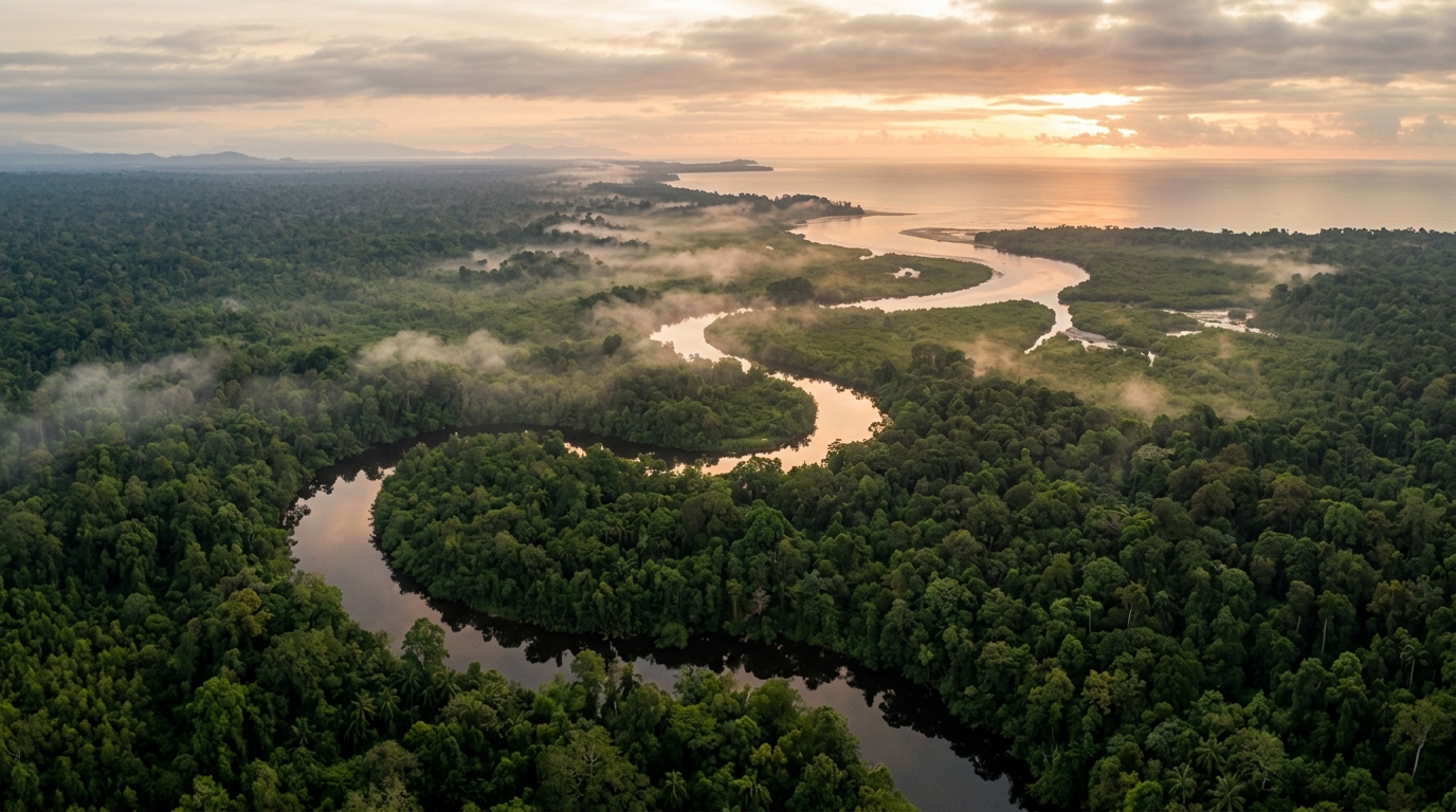 Rimba Maya tropical peat swamp forest canopy in Central Kalimantan